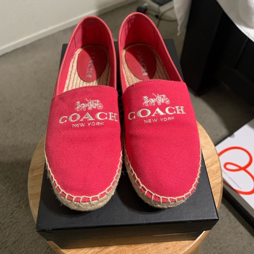 Coach Rhoda Canvas Pink Slides Flats Espadrilles Slip Ons Size 5.5